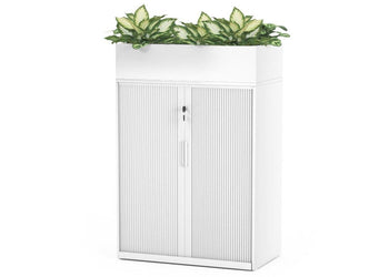 Tambour Sliding Door Storage Cabinet Metal [1025H x 900W] Jasonl white none planter box