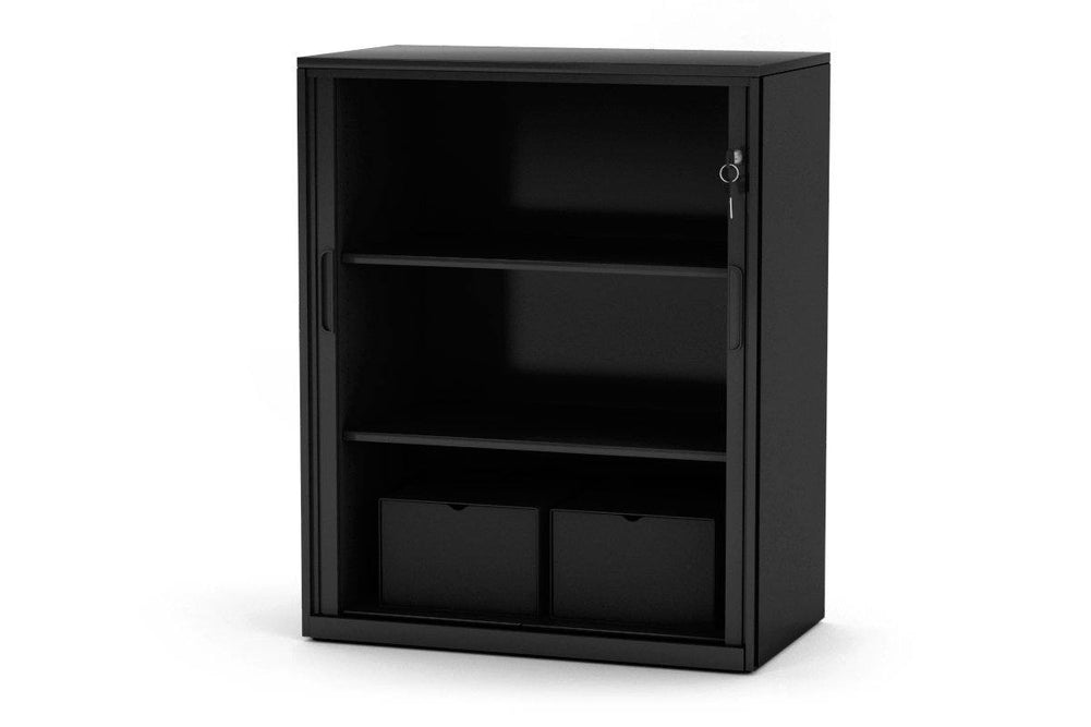 Tambour Sliding Door Storage Cabinet Metal [1025H x 900W]-black lower planter box