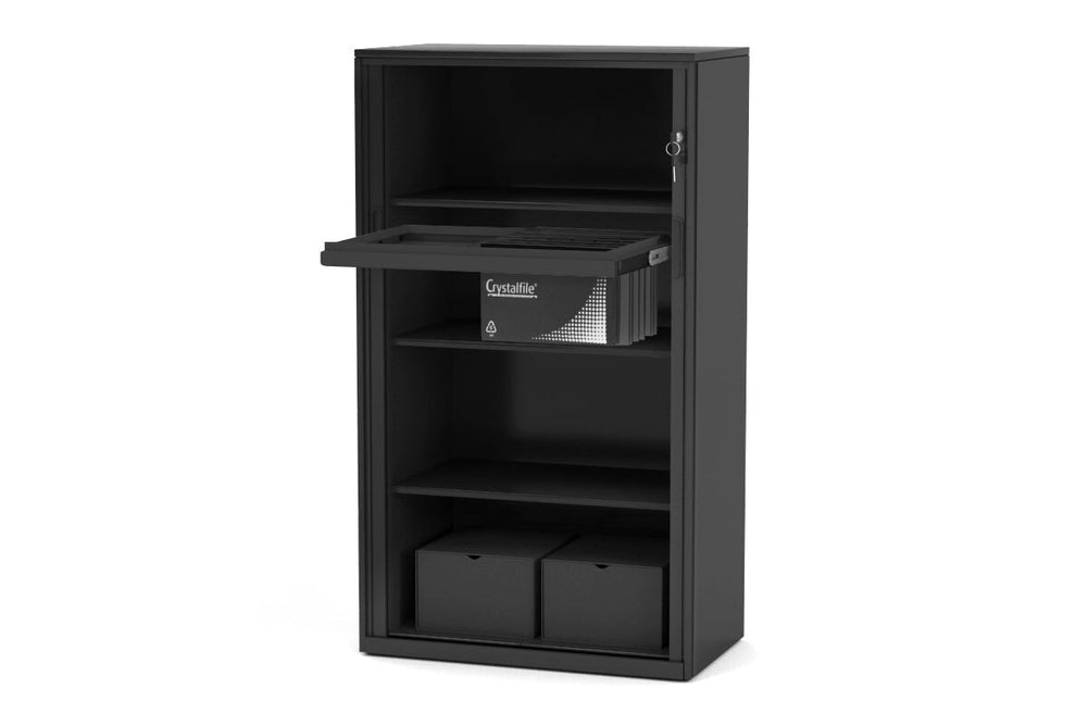 Tambour Sliding Door Storage Cabinet Metal [1325H x 900W]-black middle 