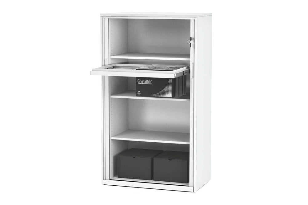 Tambour Sliding Door Storage Cabinet Metal [1325H x 900W]-white middle 