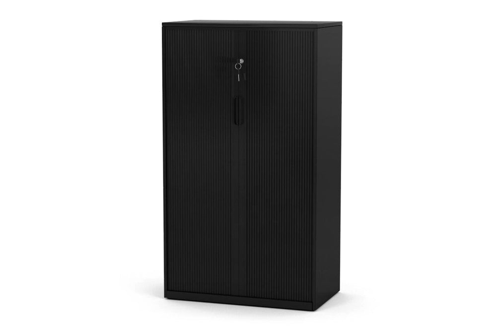 Tambour Sliding Door Storage Cabinet Metal [1325H x 900W]-black none 