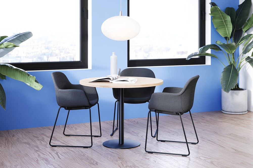 Tommy Tub Fabric Chair   - Sled Base-dark grey  