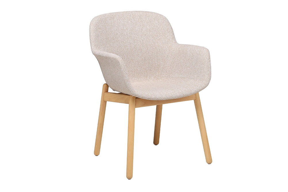 Tommy Tub Fabric Chair   - Wooden Base-cream  