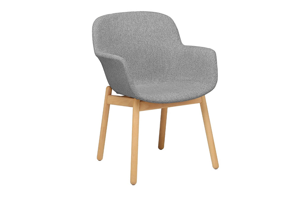 Tommy Tub Fabric Chair   - Wooden Base-light grey  
