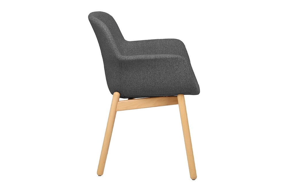 Tommy Tub Fabric Chair   - Wooden Base-dark grey  