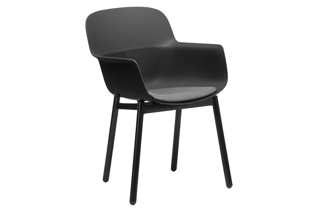 Tommy Tub Plastic Chair - 4 Leg-black with pad  