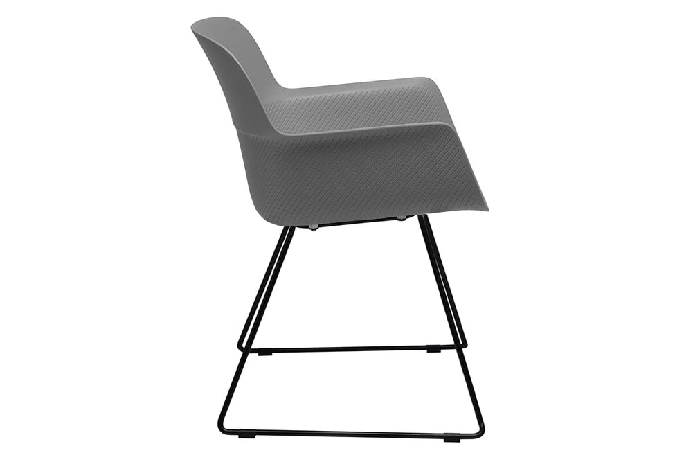 Tommy Tub Plastic Chair - Sled Base-grey with pad  