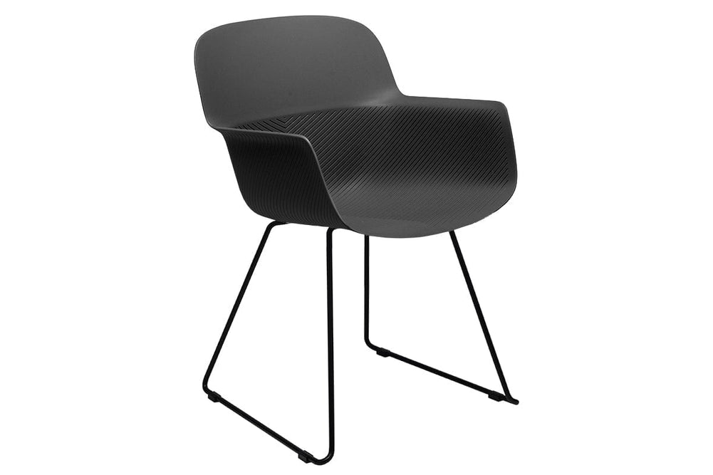 Tommy Tub Plastic Chair - Sled Base-black  
