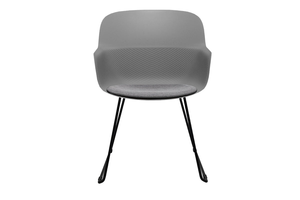 Tommy Tub Plastic Chair - Sled Base-black leg grey with pad 