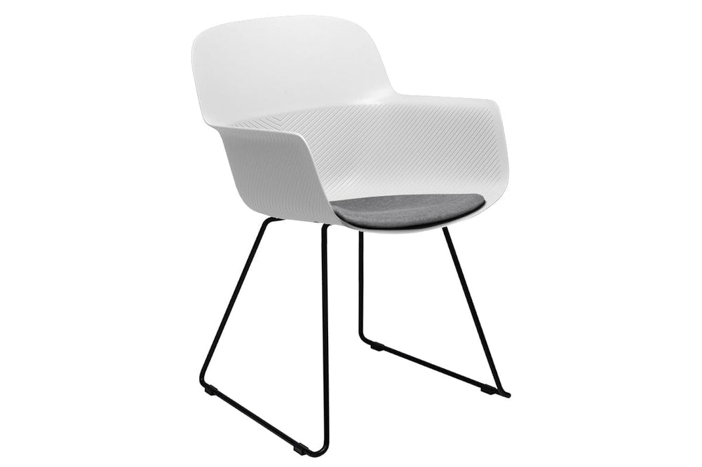 Tommy Tub Plastic Chair - Sled Base-white with pad  