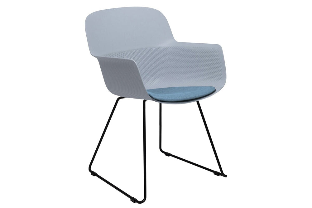 Tommy Tub Plastic Chair - Sled Base-blue with pad  
