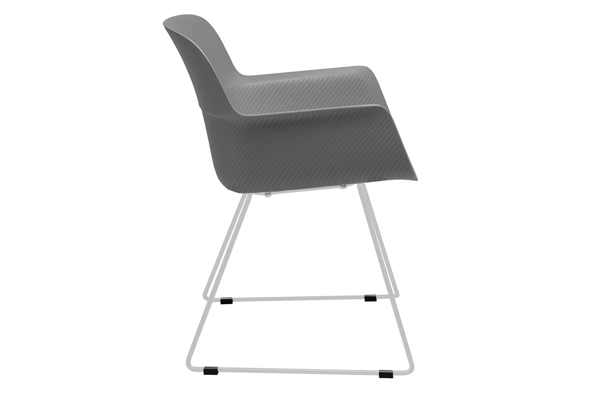Tommy Tub Plastic Chair - Sled Base-black leg grey with pad 