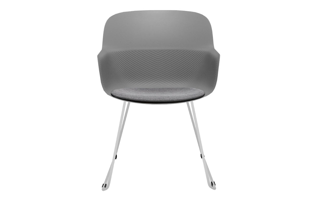 Tommy Tub Plastic Chair - Sled Base-black leg grey with pad 