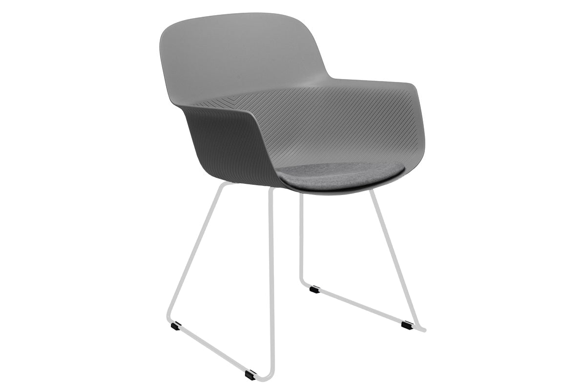 Tommy Tub Plastic Chair - Sled Base-white leg grey with pad 