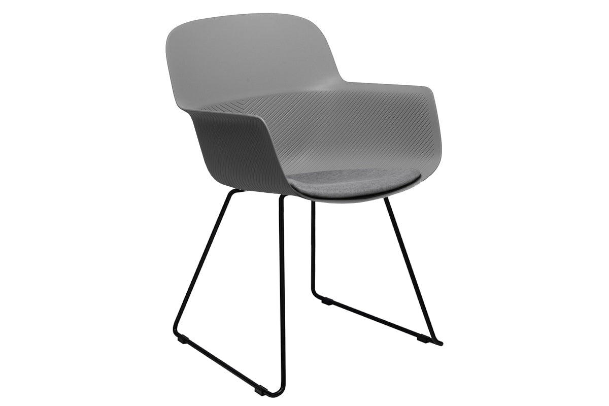 Tommy Tub Plastic Chair - Sled Base-black leg grey with pad 