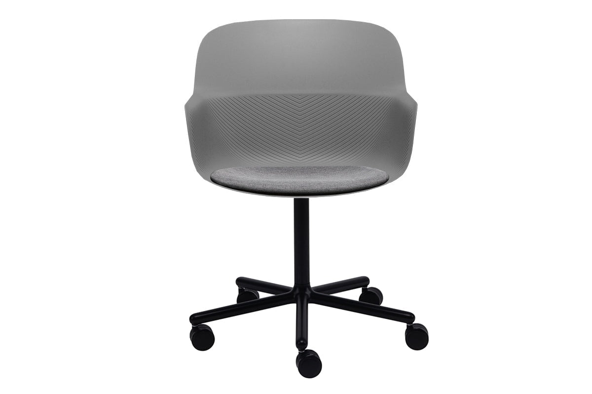 Tommy Tub Plastic Chair - Swivel Base-grey with pad  