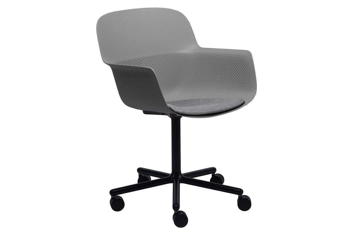 Tommy Tub Plastic Chair - Swivel Base-grey with pad  