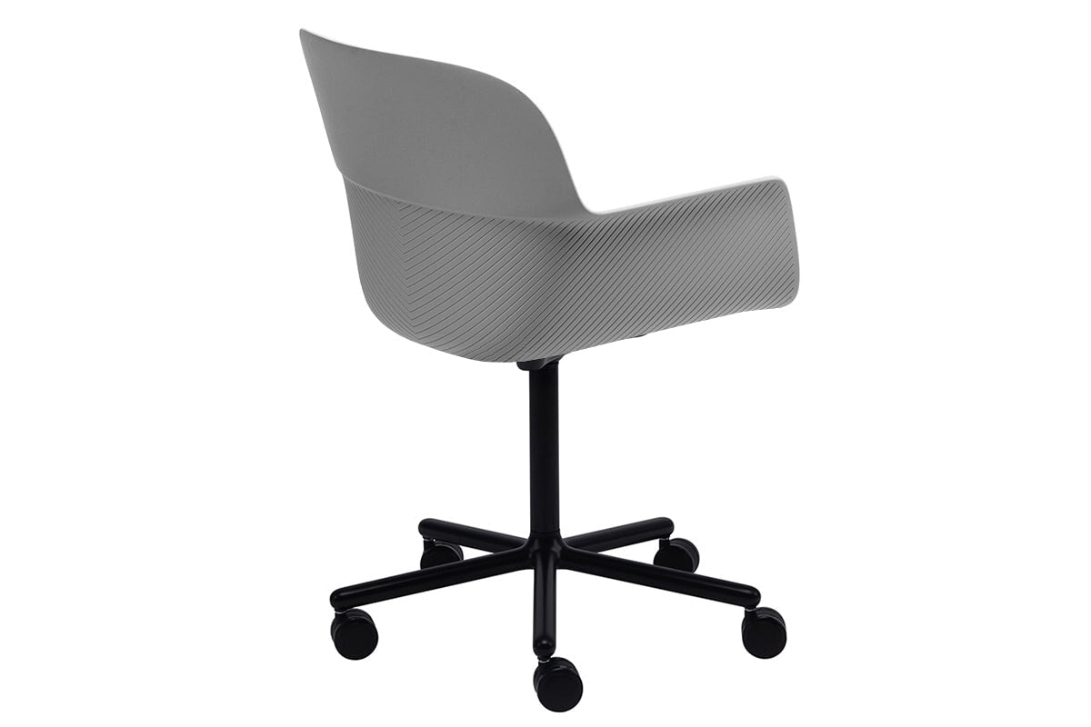 Tommy Tub Plastic Chair - Swivel Base-grey with pad  