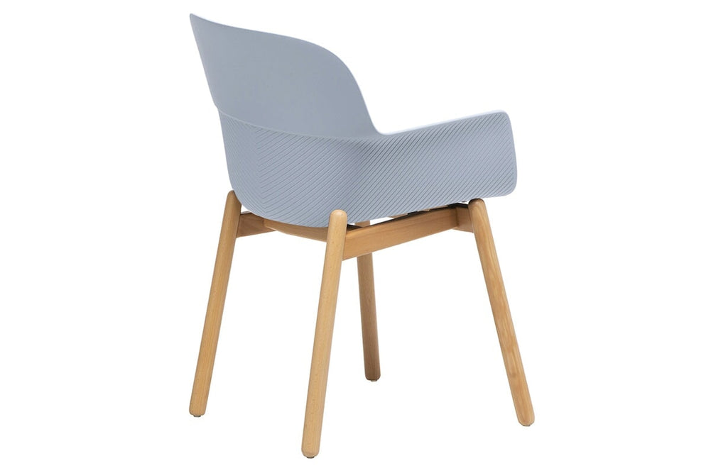 Tommy Tub Plastic Chair - Wooden Leg-grey with pad  