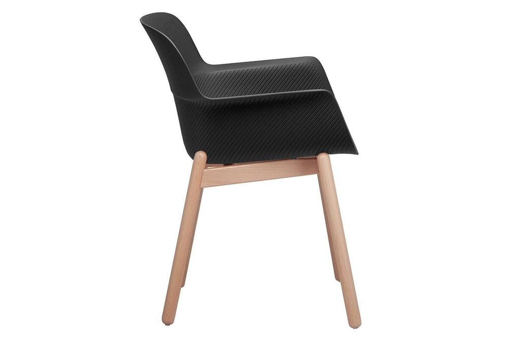 Tommy Tub Plastic Chair - Wooden Leg-grey with pad  