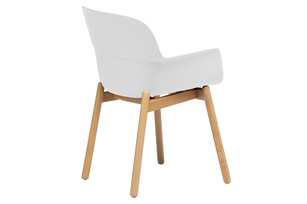 Tommy Tub Plastic Chair - Wooden Leg-grey with pad  