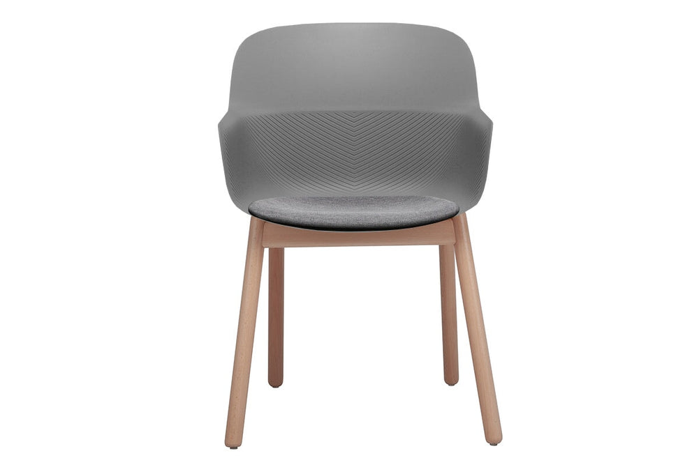 Tommy Tub Plastic Chair - Wooden Leg-grey with pad  