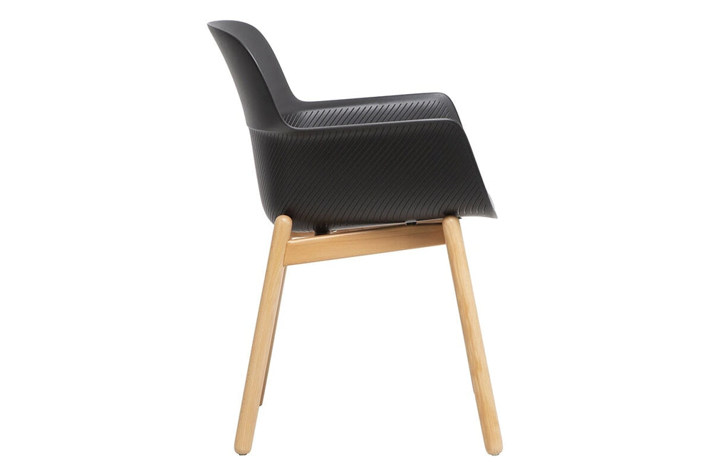 Tommy Tub Plastic Chair - Wooden Leg-grey with pad  