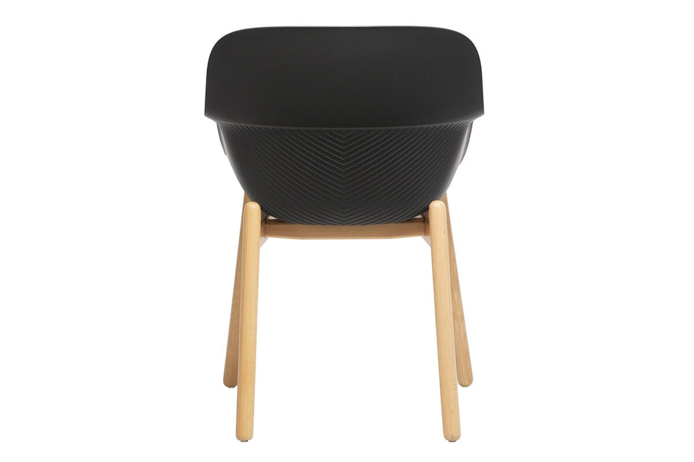 Tommy Tub Plastic Chair - Wooden Leg-grey with pad  