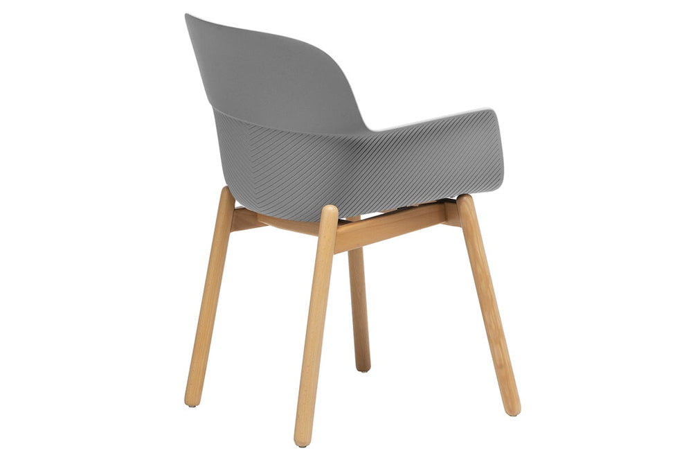 Tommy Tub Plastic Chair - Wooden Leg-grey with pad  