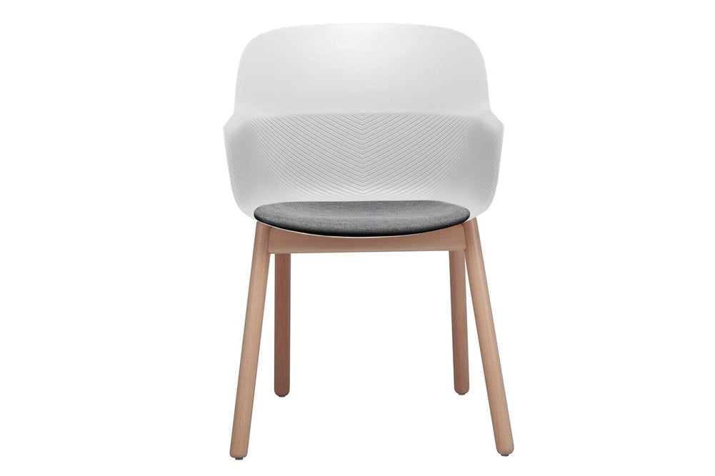 Tommy Tub Plastic Chair - Wooden Leg-grey with pad  