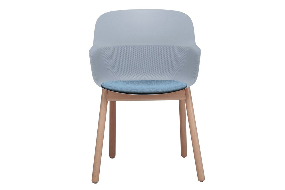 Tommy Tub Plastic Chair - Wooden Leg-grey with pad  