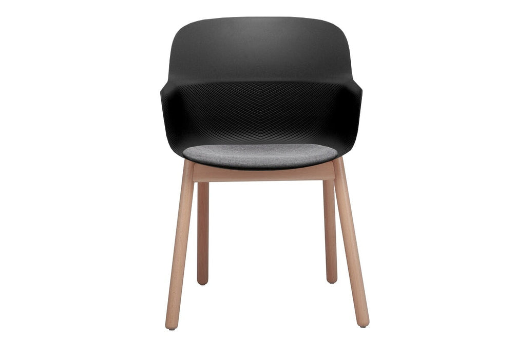 Tommy Tub Plastic Chair - Wooden Leg-grey with pad  