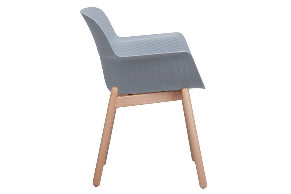 Tommy Tub Plastic Chair - Wooden Leg-grey with pad  