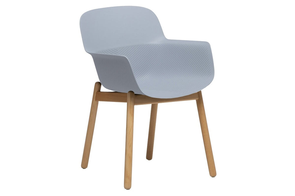 Tommy Tub Plastic Chair - Wooden Leg-blue  