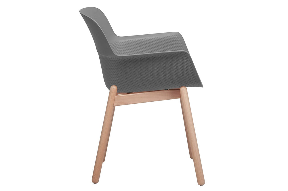 Tommy Tub Plastic Chair - Wooden Leg-grey with pad  