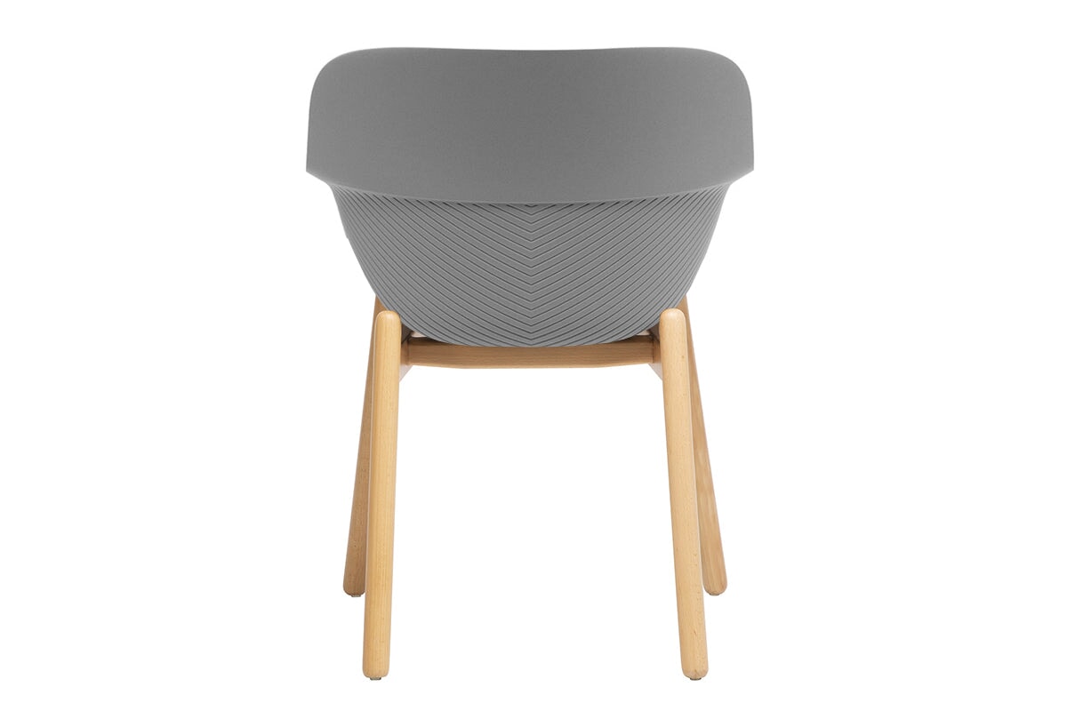Tommy Tub Plastic Chair - Wooden Leg-grey with pad  