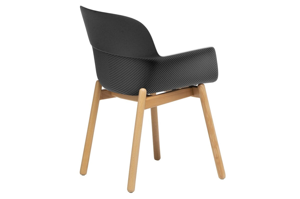 Tommy Tub Plastic Chair - Wooden Leg-grey with pad  