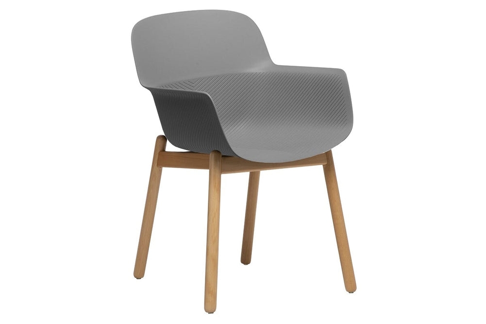 Tommy Tub Plastic Chair - Wooden Leg-grey with pad  