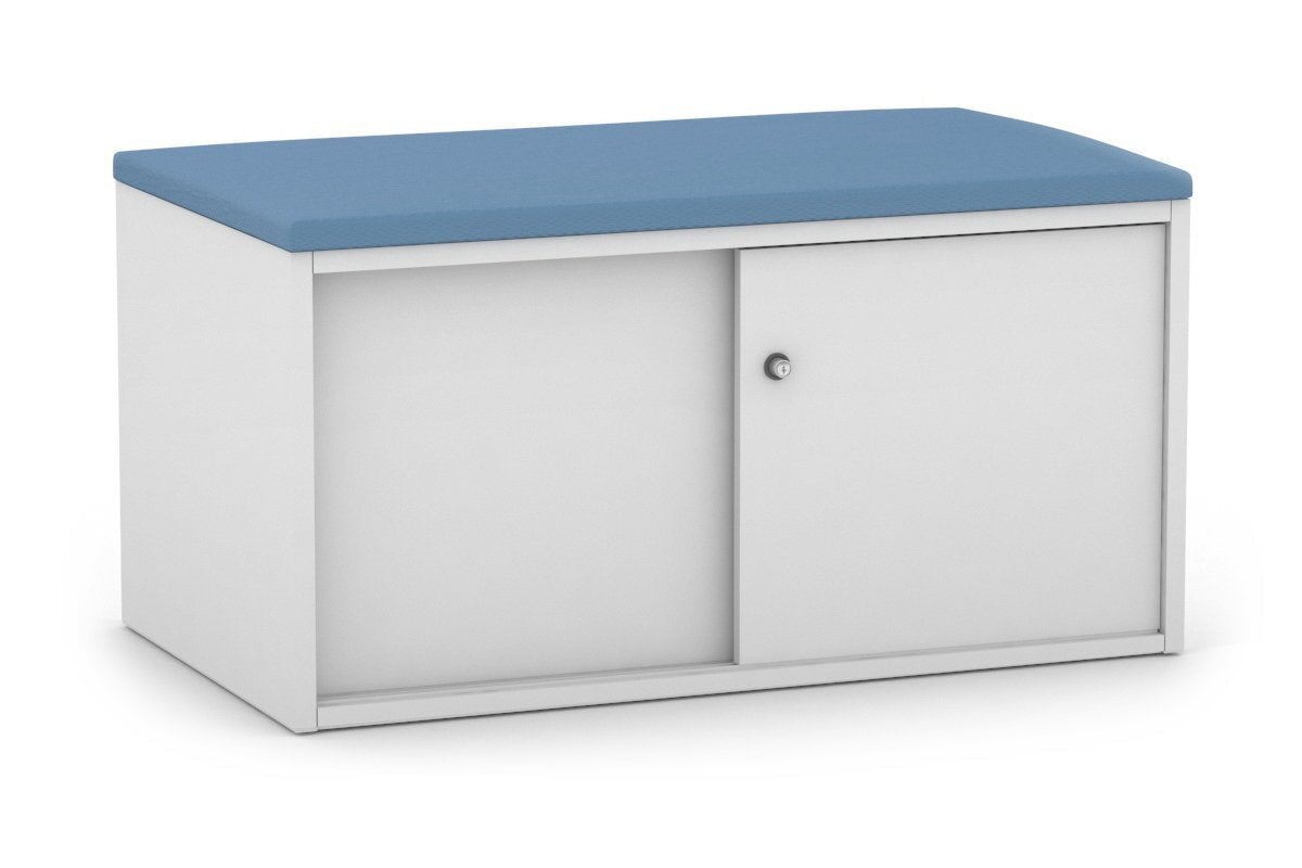 Uniform Low Sliding 2 Door Credenza - Top Cushion Jasonl white cosmo blue 