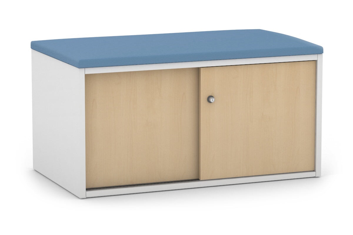 Uniform Low Sliding 2 Door Credenza - Top Cushion Jasonl maple cosmo blue 