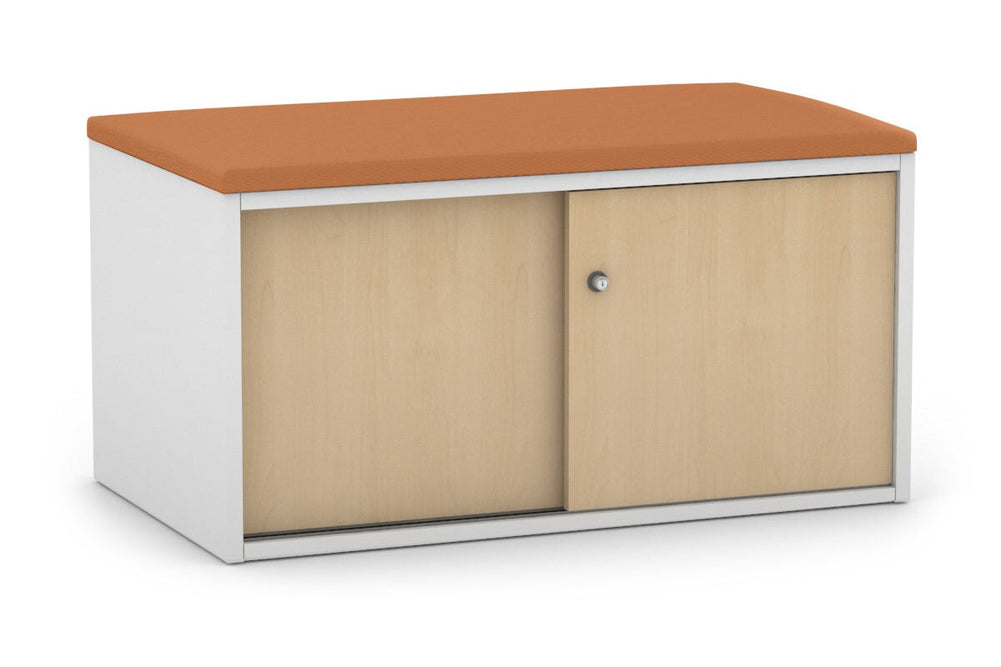 Uniform Low Sliding 2 Door Credenza - Top Cushion-maple squash orange 