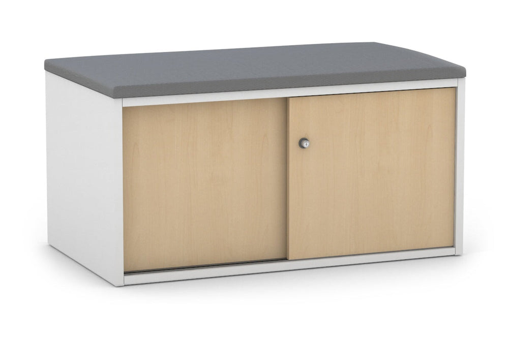 Uniform Low Sliding 2 Door Credenza - Top Cushion-maple slate grey 