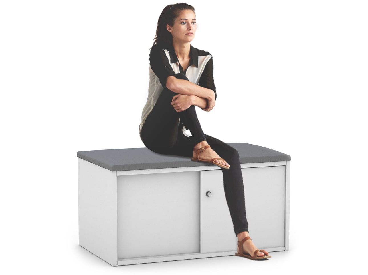 Uniform Low Sliding 2 Door Credenza - Top Cushion Jasonl 