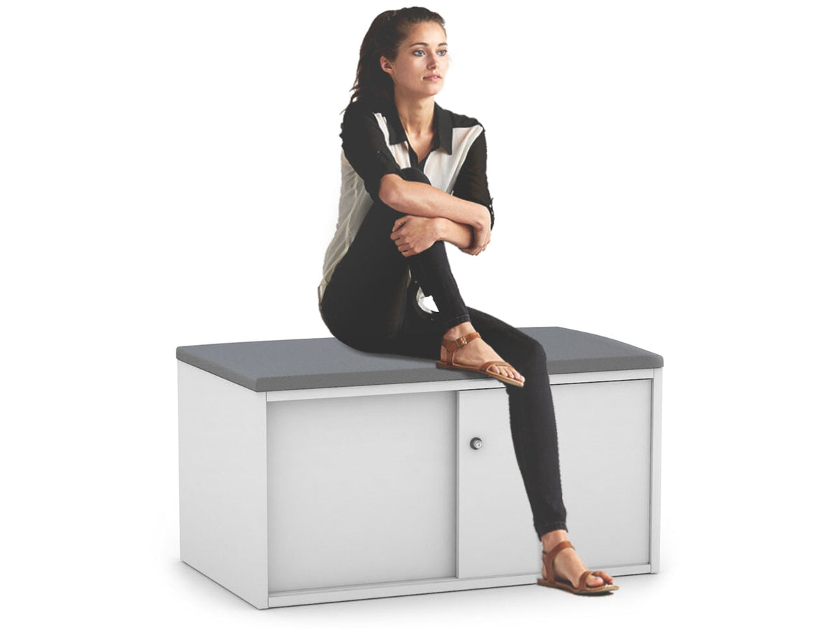 Uniform Low Sliding 2 Door Credenza - Top Cushion-wenge squash orange 