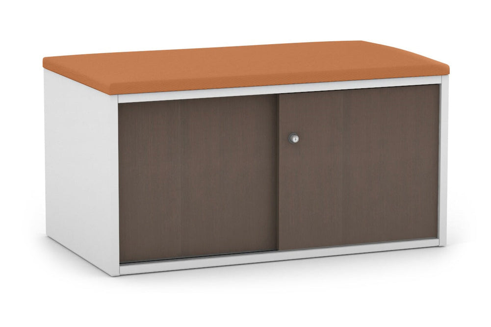 Uniform Low Sliding 2 Door Credenza - Top Cushion-wenge squash orange 