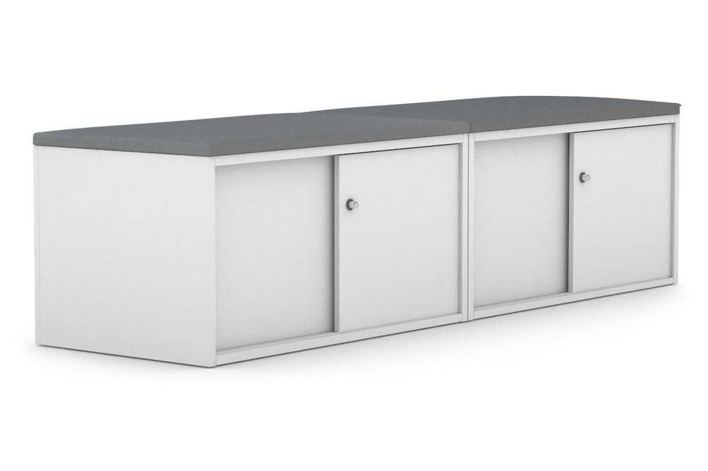 Uniform Low Sliding 4 Door Credenza - Top Cushion-white slate grey 