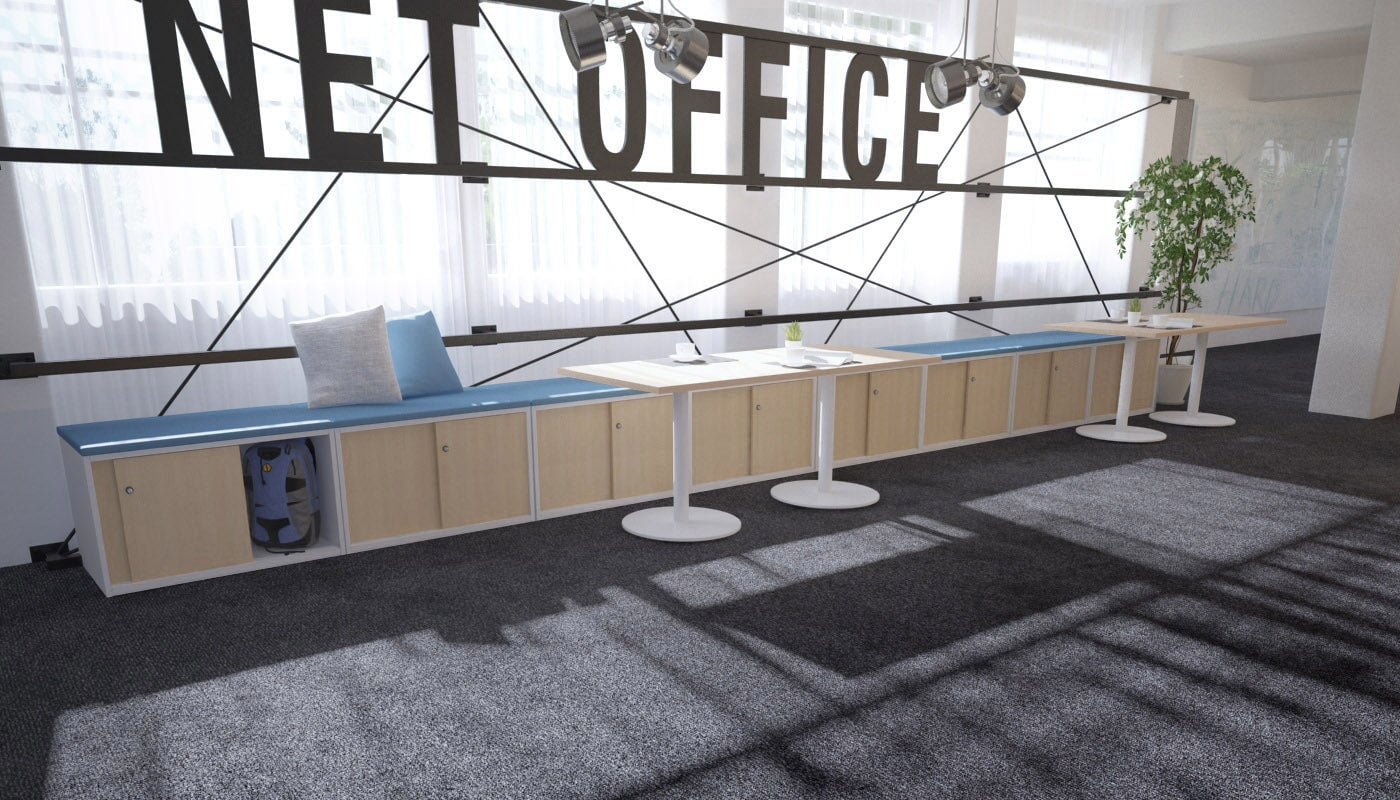 Uniform Low Sliding 4 Door Credenza - Top Cushion Jasonl 