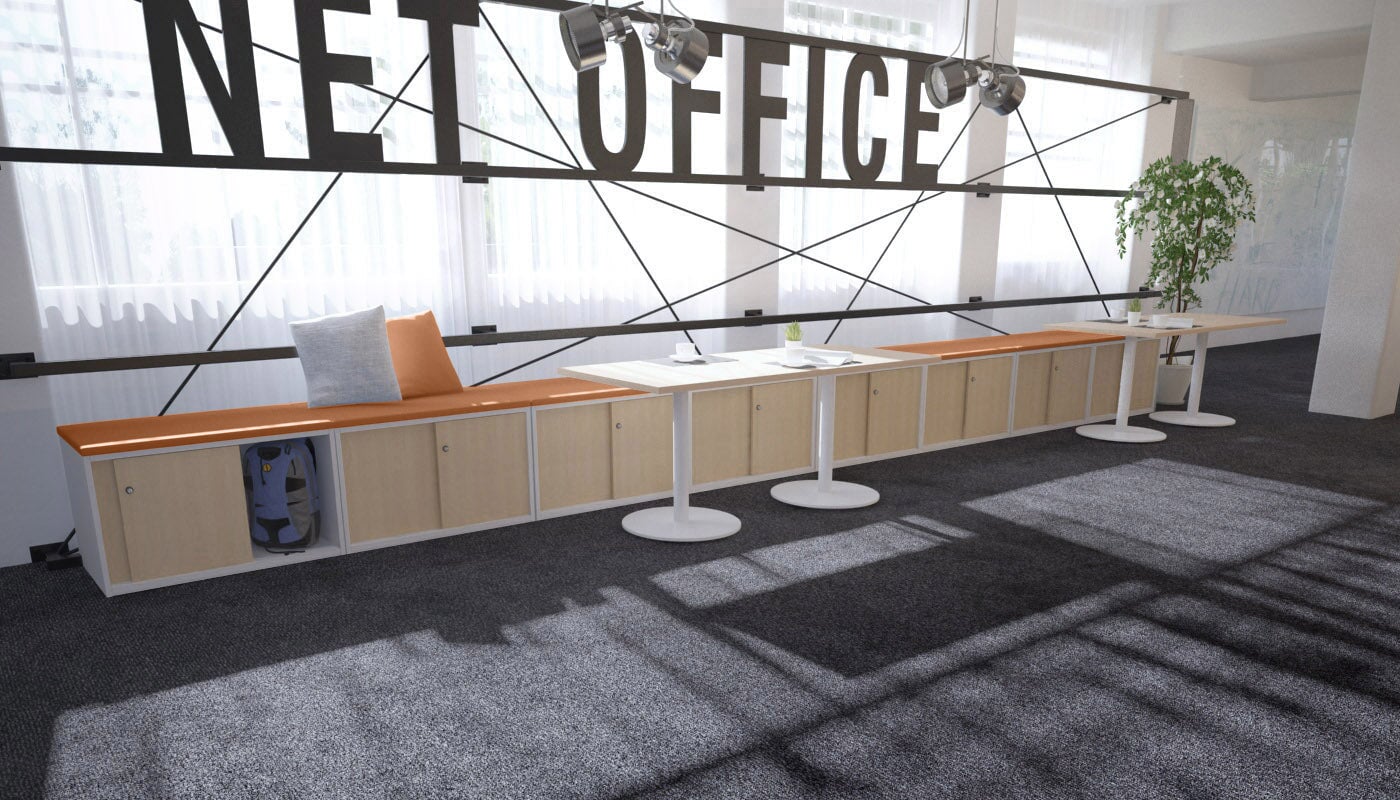 Uniform Low Sliding 4 Door Credenza - Top Cushion Jasonl 