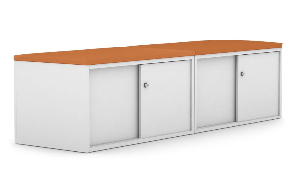 Uniform Low Sliding 4 Door Credenza - Top Cushion-white squash orange 