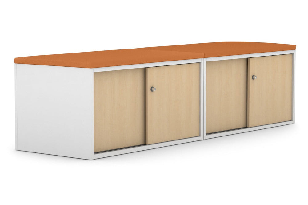 Uniform Low Sliding 4 Door Credenza - Top Cushion-maple squash orange 